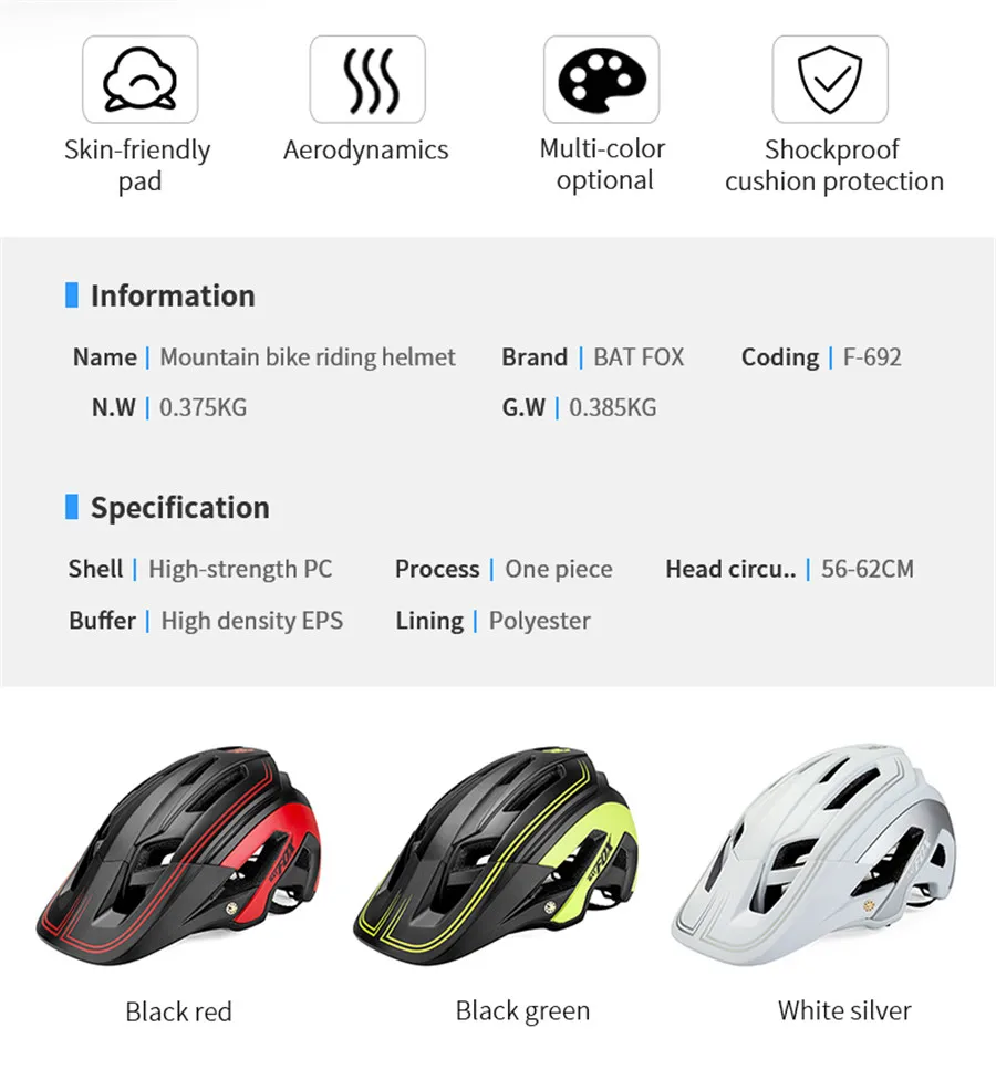 BATFOX bike helmet bat fox mtb cycling helmet integrally-molded women bicycle helmet man road bike mtb casco ciclismo bicicleta