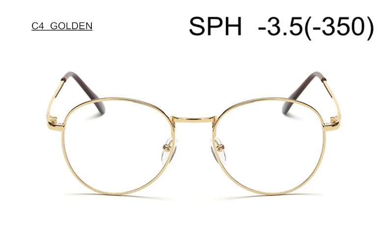 C4 (-3.5) SUMONDY диоптрий SPH-1,0 до-4,0 очки для близорукости для мужчин и женщин металлическая оправа Очки для близоруких очки по рецепту UF18 - Цвет оправы: C4 (-3.5)