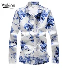 Рубашка мужская с длинным рукавом, стильная деловая Повседневная Изысканная брендовая блуза с принтом, большие размеры 5XL 6XL 7XL, лето 2019