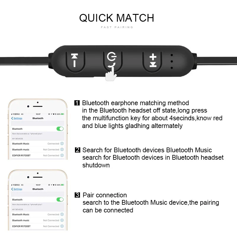 Bluetooth-наушники Teamyo магнитные наушники беспроводная спортивная Гарнитура басовые