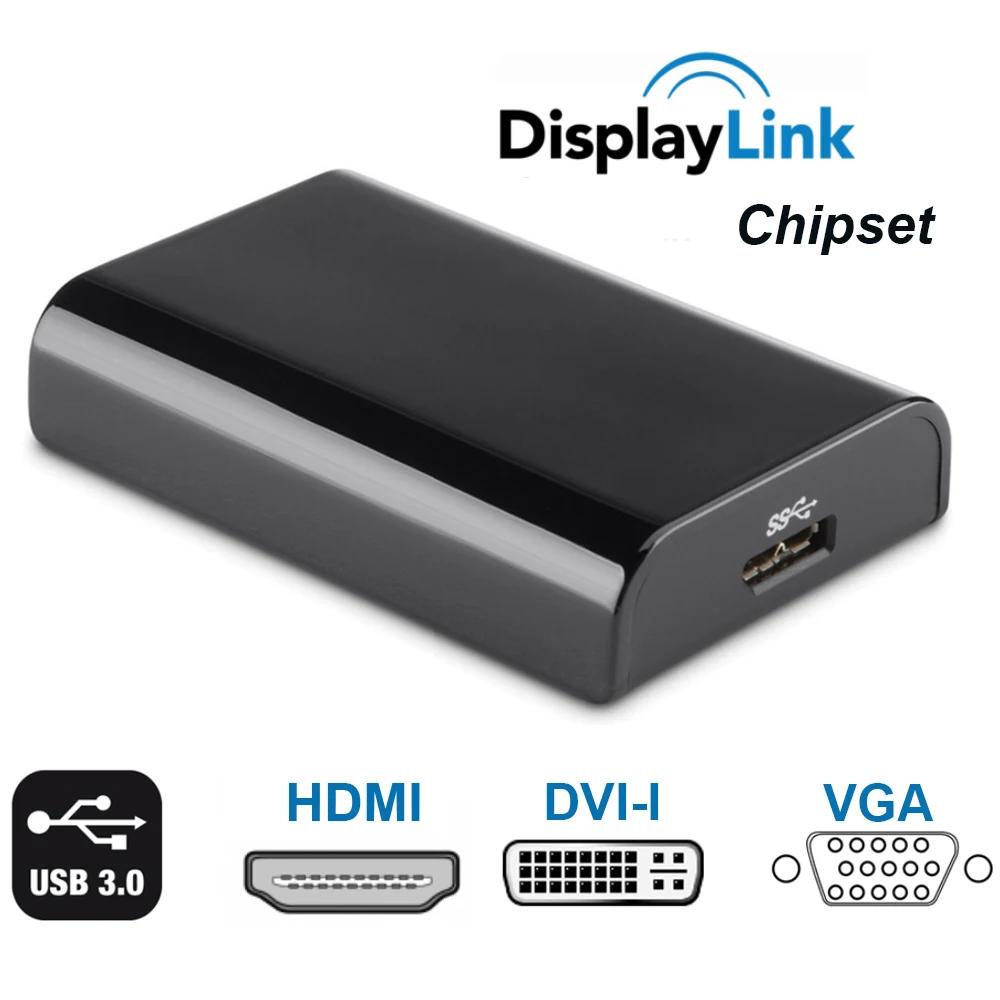Адаптер USB 3 0 DVI VGA HDMI с чипсетом Dispalylink внешний видеоконвертер для win10/XP/или Mac