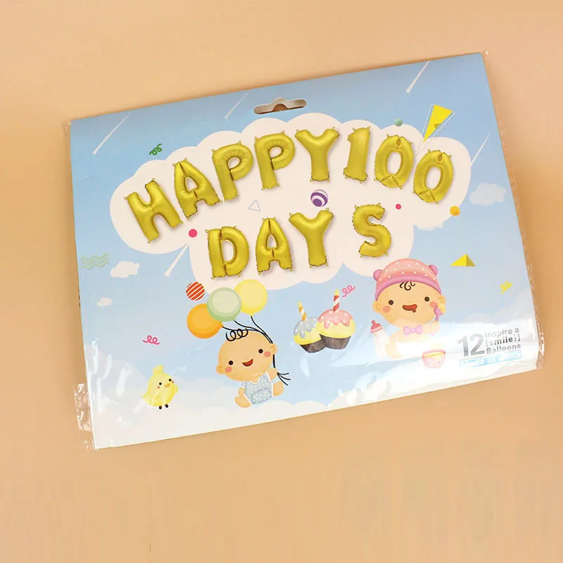 Golden 100 days 16 дюймов Детские буквы баллоны с днем рождения алюминиевый воздушный шар из фольги 18 украшения на день рождения Детские воздушные шары на день рождения - Цвет: Golden 100 days