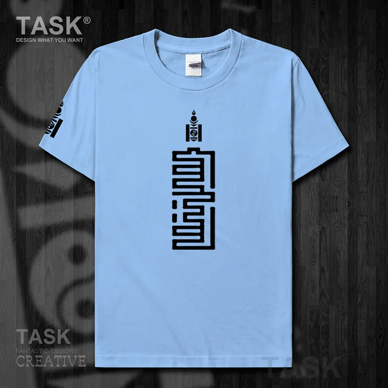 Мужская футболка с монгольским элементом коротким рукавом одежда из хлопка