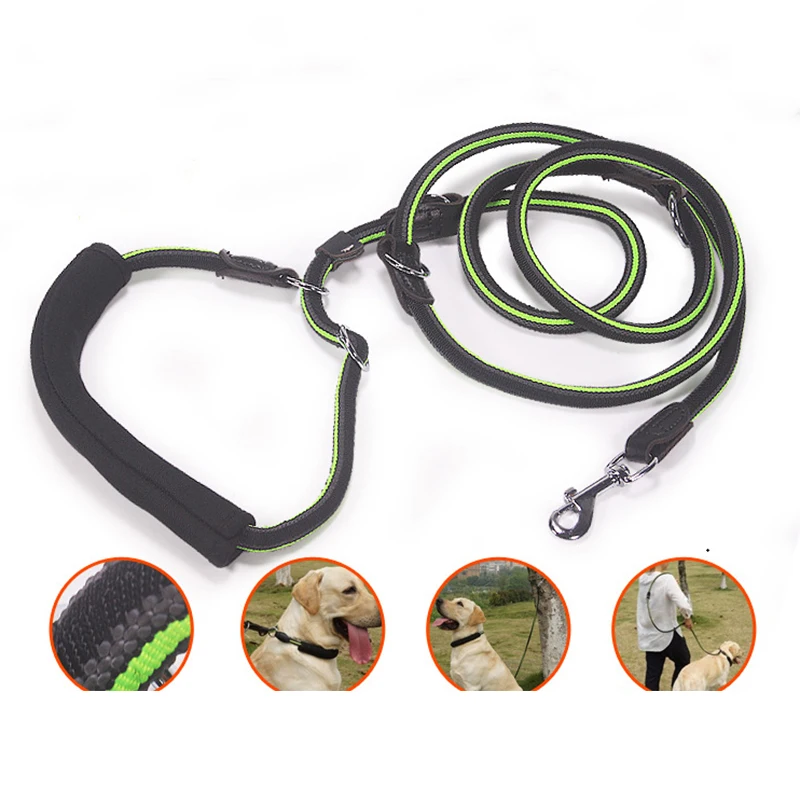 

Large Dog Leash P Chain Collar Big dog Walking training Leashes Non-slip Mountain Climbing Rope Adjustable pet dogs running Lead