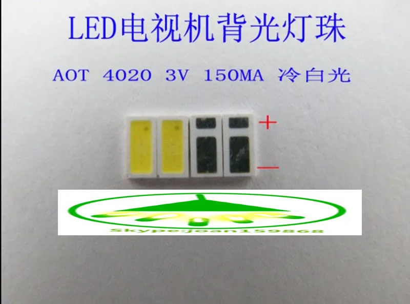 200pcs AOT LED Backlight 0.5W 3V 4020 48LM Cool white LCD Backlight for TV TV Application 4020C-W3C4