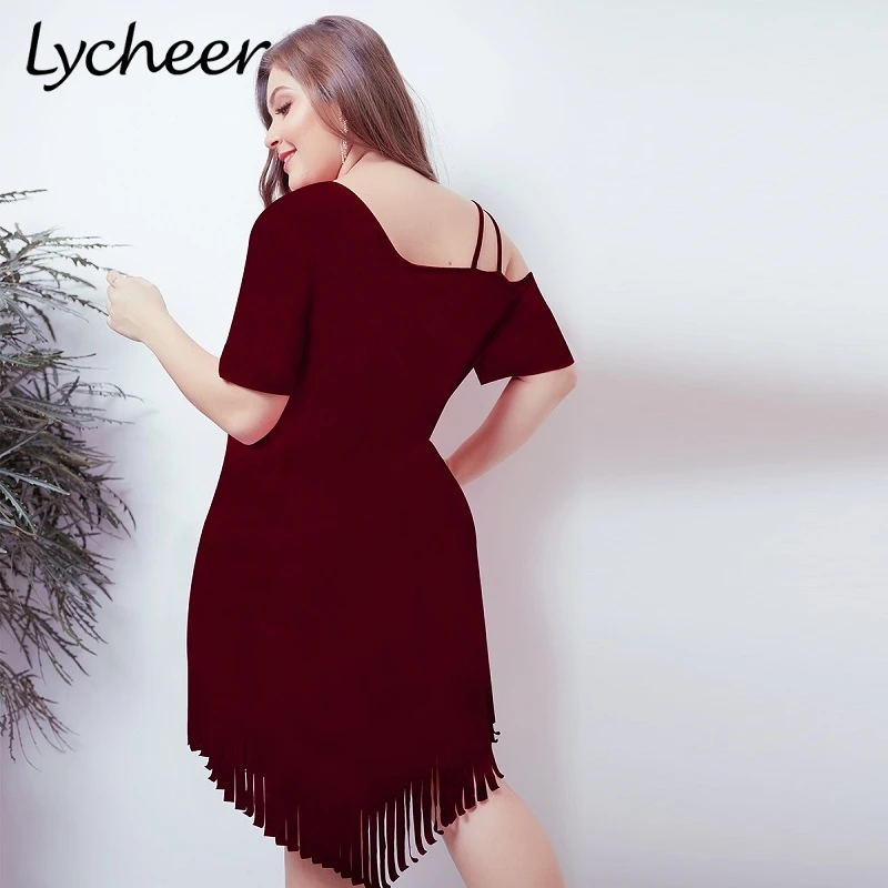 Женское винтажное платье с кисточками Lycheer однотонное вечернее коротким рукавом