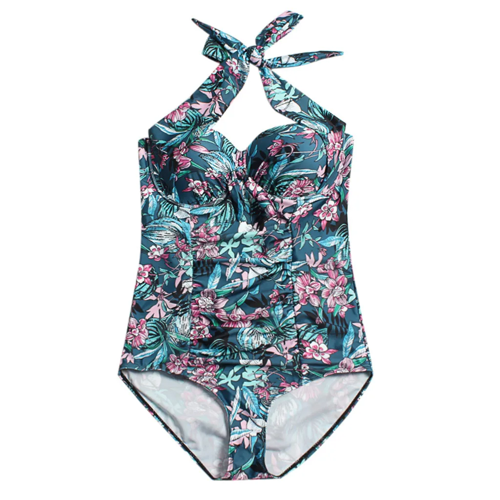 Купальный костюм размера плюс, Женский цельный купальник, Женский, цветочный принт, купальный костюм для женщин, s, глубокий v-образный вырез, сексуальный купальный костюм для женщин s