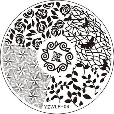YZWLE 1 шт 5,5 см круглые нержавеющие стальные DIY штамповки изображений пластинки для ногтей шаблоны трафареты 30 стилей на выбор - Цвет: 04