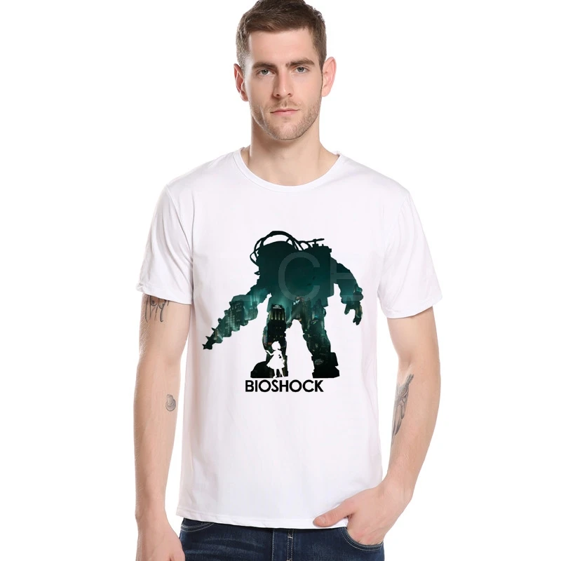 Новая игра Повседневное футболка Bioshock Vigor Hombre круглый вырез горловины с