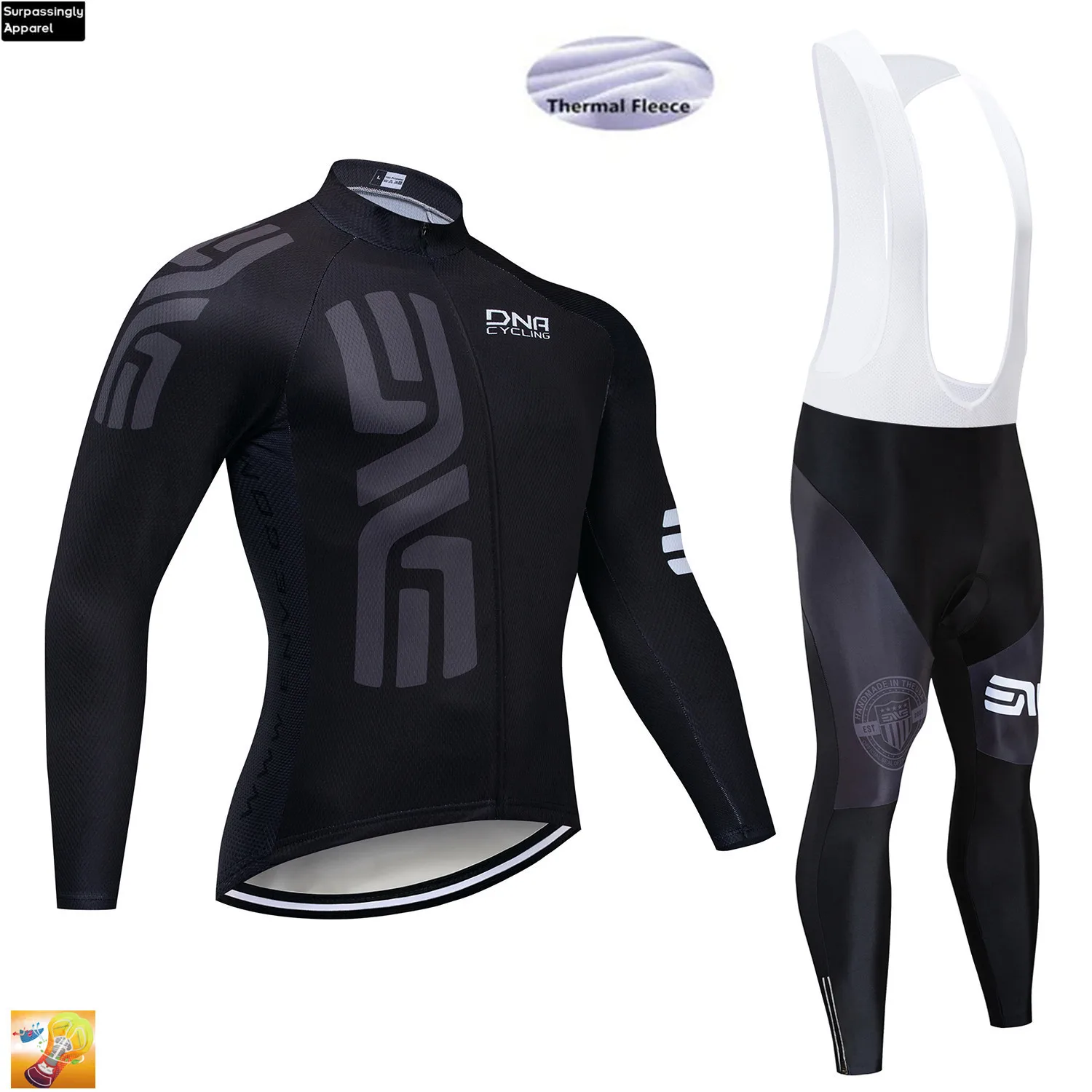 2019 черный велосипедный комплект из Джерси зимний теплый флисовый костюм с
