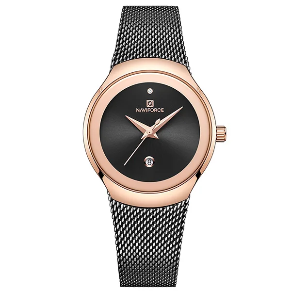 Rose Gold Black NAVIFORCE, женские часы, Лидирующий бренд, Роскошные, нержавеющая сталь, женские часы, женская мода, кварцевые часы, Reloj Mujer, Relogio Feminino - Цвет: Rose Gold Black