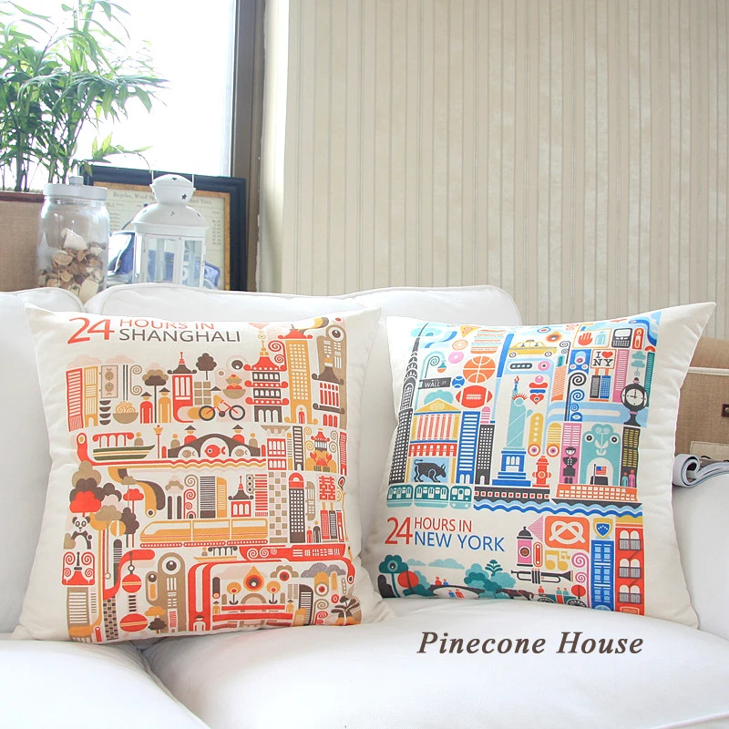 Стильный Подушки Чехлы для мангала 24 часов в Нью-Йорке удобные белые бархат 18