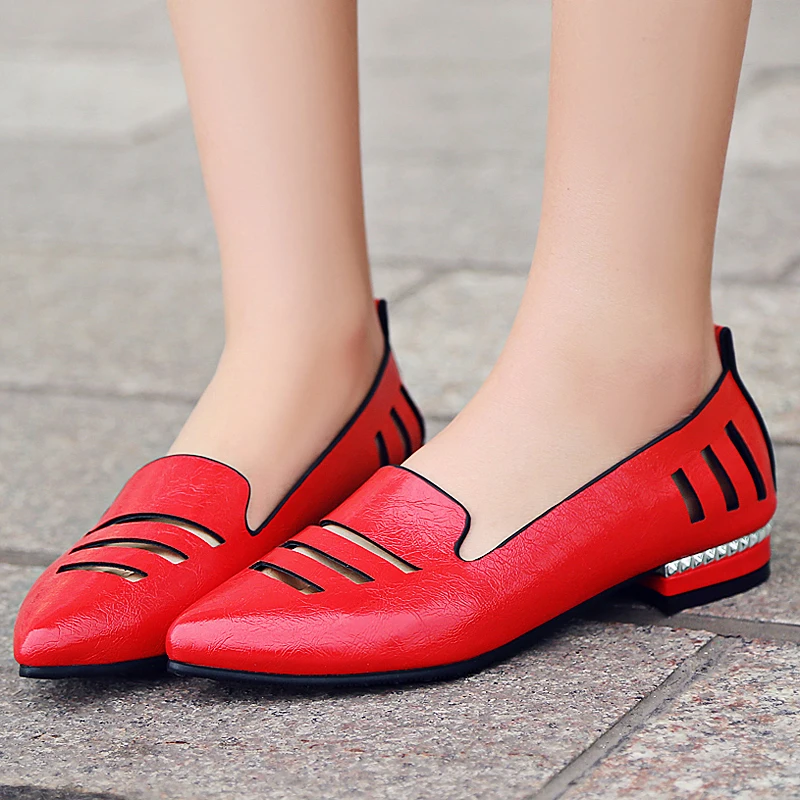 

2017 Plus big size 31-48 Casual Lace Up Thick MID Heel Shoes Fashion Patent Leather Woman Pumps Heels Spring Autumn shoes C810