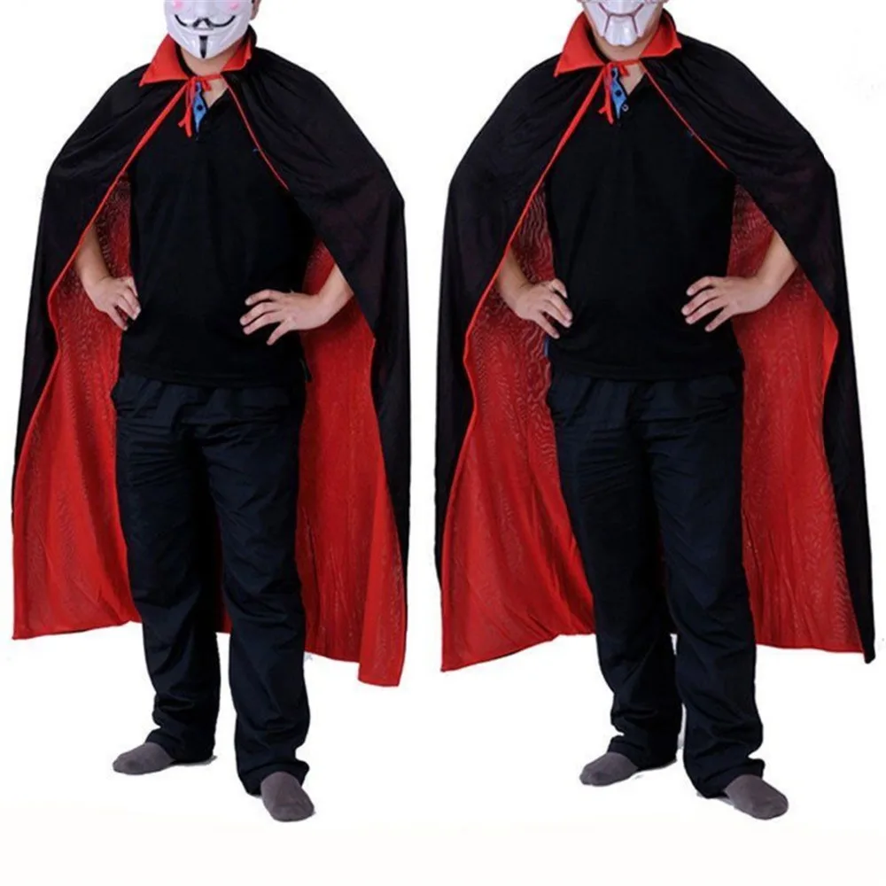 Halloween Cosplay Vampire Witch Cloak Childrens Adult Costume Dracula Devil Cape Black Red Double Robe | Дом и сад