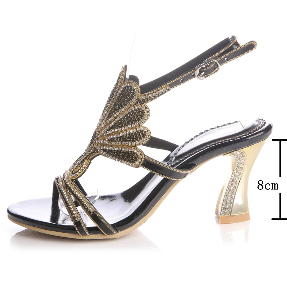 Женские сандалии из натуральной кожи со стразами модельные туфли 2019|Боссоножки и