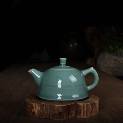 Затуплённый WIZAMONY Лидер продаж Longquan Celadon 180 мл Zisha керамика искусство плоский чайник фарфор Исин глина имитация антикварный чайник - Цвет: Затуплённый