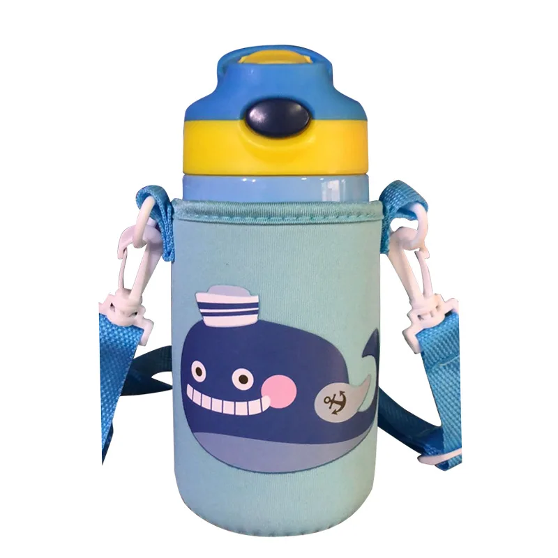 light blue With bag Детские вакуумные колбы динозавр водная соломенная бутылка рукоятка портативный 316 sus из нержавеющей стали themal чашки детский чайник - Цвет: light blue With bag