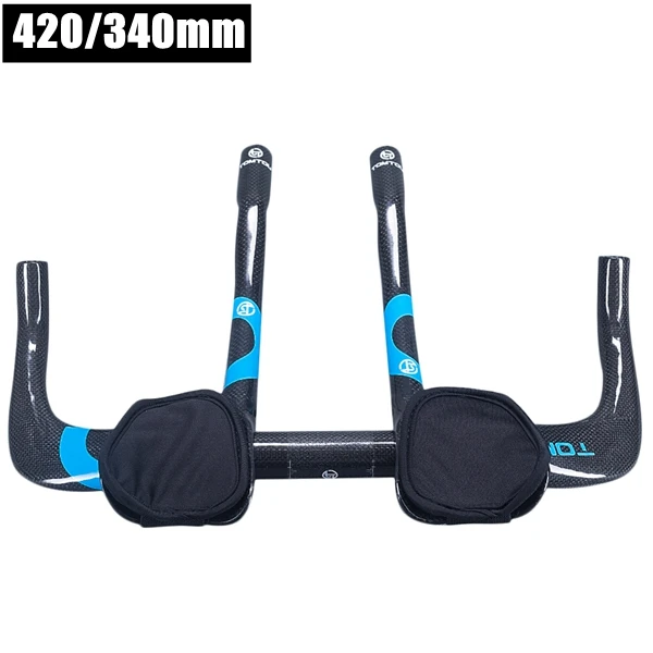 blue 420X340mm TOMTOU 3K Углеродное волокно велосипедный Триатлон комплекты для руля велосипеда TT Руль+ руль для отдыха - Цвет: blue 420X340mm