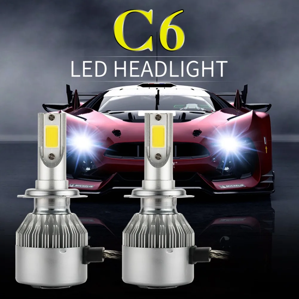 2 шт. C6 автомобиля H7 светодиодный H4 H1 H11 фары лампы высокой Мощность моноблочные
