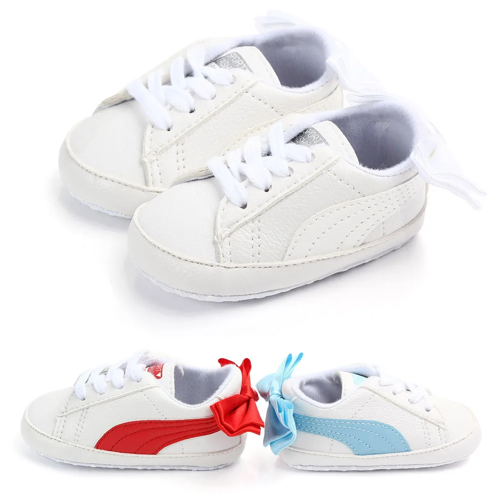 dkDaKanl Soft Soles BabY White Shoes 0-2 Years Anti Slip Newborn Crib Ventilate PU For Pre Walk Infant Toddler |
