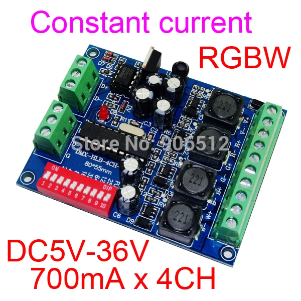 Бесплатная доставка Постоянный ток 700ma 4ch RGBW Dmx контроллер Dmx512 декодер для