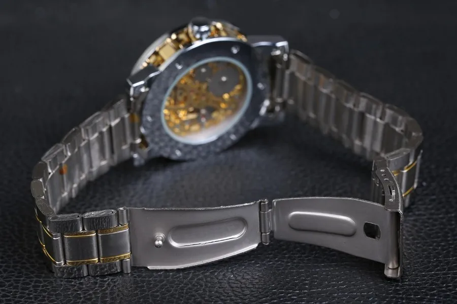 Новинка 2016 лидер продаж модные Механические Мужские часы-скелетоны с