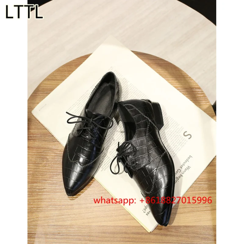 Весна Осень Зашнуровать Женщины Резные Оксфорд Обувь Ручной Работы Платье