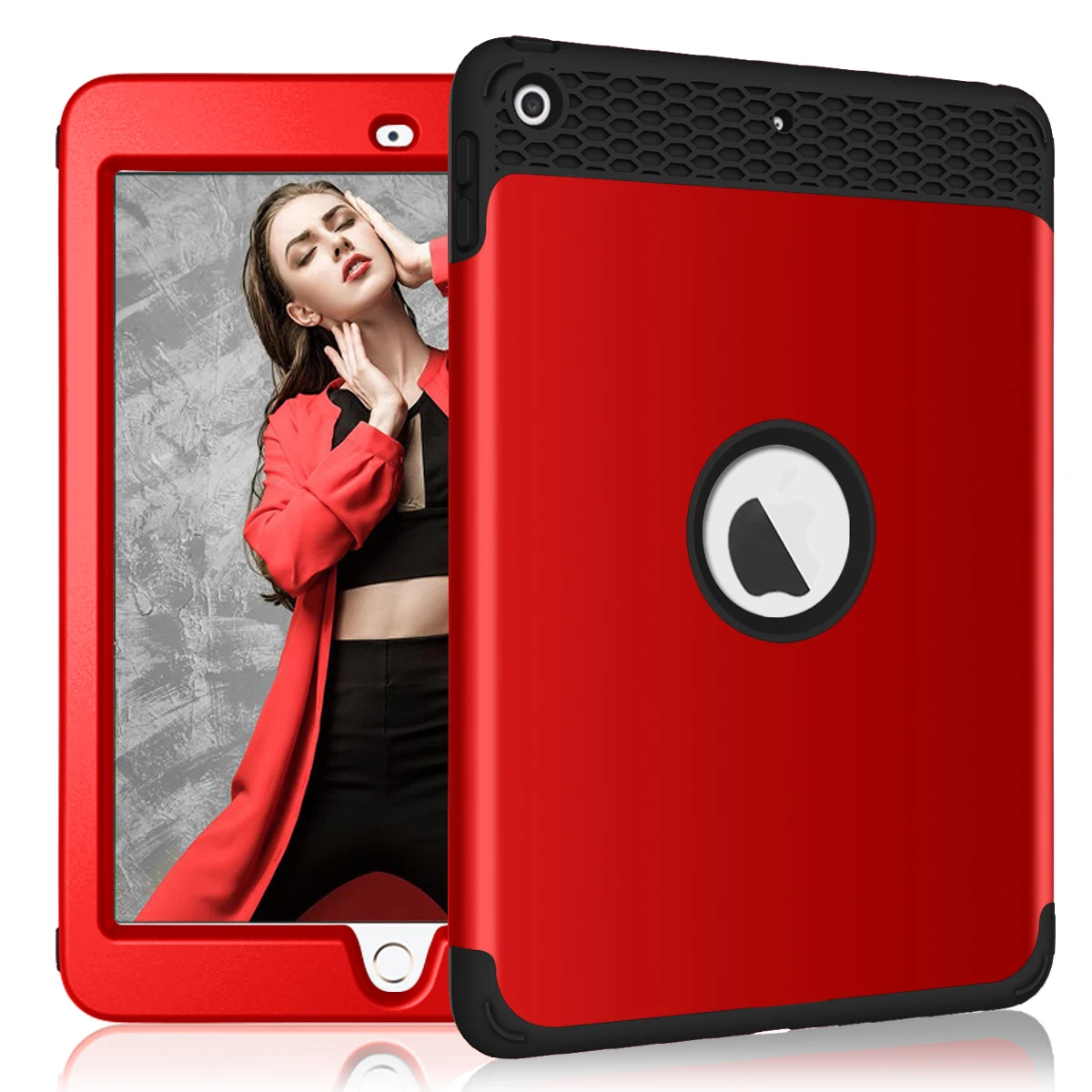 Red Black Для iPad 9," / чехол, сверхпрочный противоударный ударопрочный Прочный Гибридный трехслойный защитный чехол - Цвет: Red Black