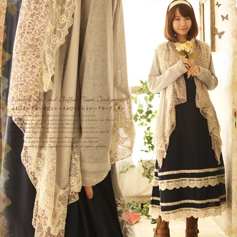 

Harajuku Mori Girl Asymmetrical Shirt Cardigan Women Cotton Cute Knitting Female Knitted Outerwear Cotton Shirt Blouses A015