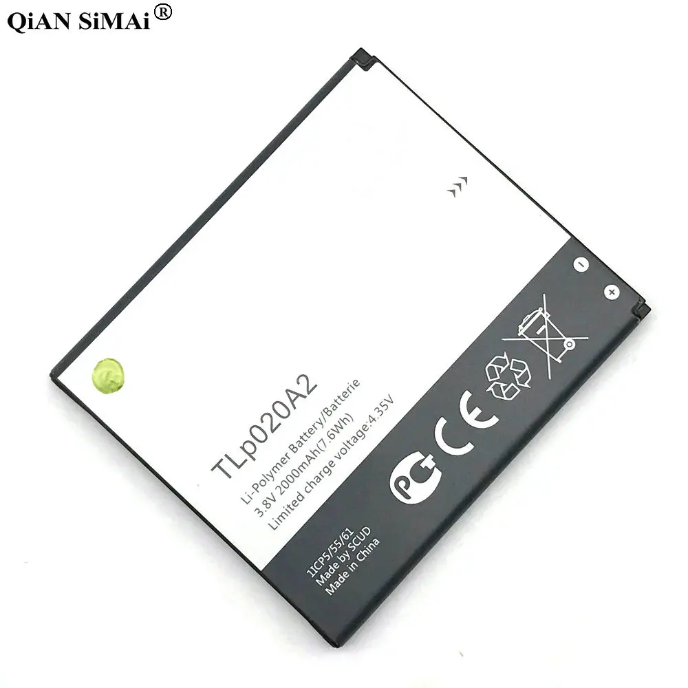 Новый высококачественный аккумулятор TLp020A2 2000 мАч для Alcatel one Touch Pop Star LTE A845L / POP S3