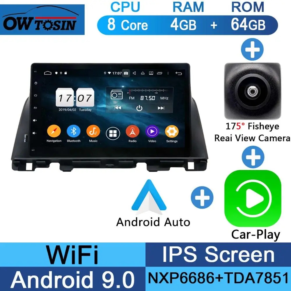 Fisheye Carplay n A 10," ips, Octa Core, 4 Гб+ 64 ГБ Android 9,0 Автомобильный мультимедийный плеер для Kia K5 KIA Оптима радио gps попугай BT - Цвет: Fisheye Carplay n A