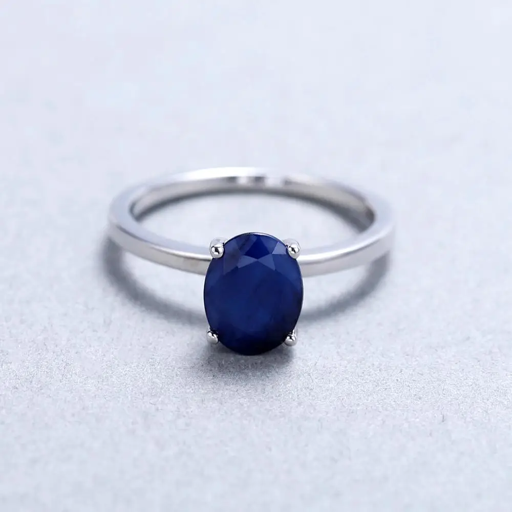 Gem's Ballet 2.02Ct Овальный натуральный синий сапфир обручальное кольцо 925 пробы Серебряный Камень Обручальное кольцо для женщин