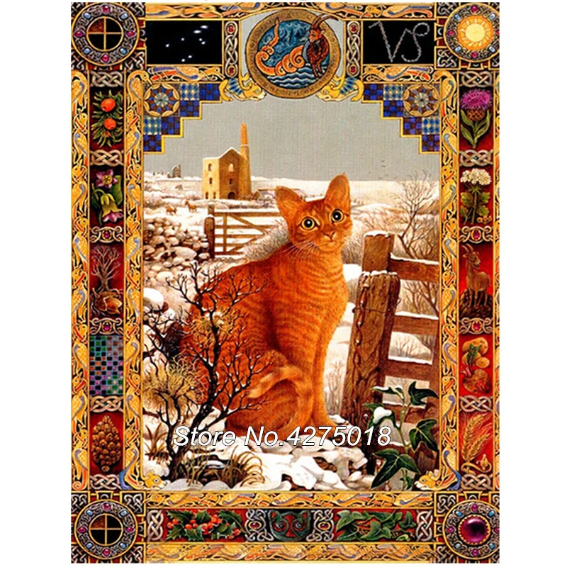 Алмазная вышивка с зимними кошками алмазная живопись сделай сам крестиком