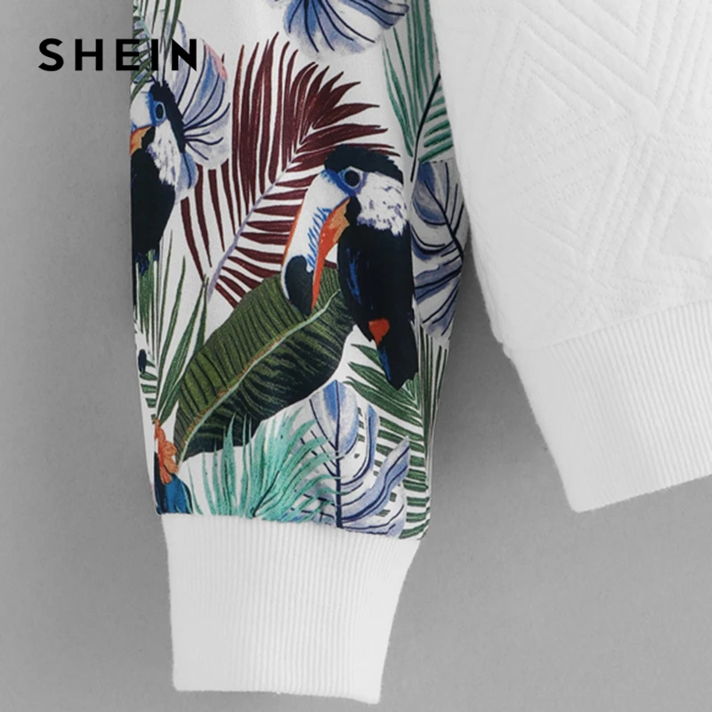 SHEIN/детская белая Милая толстовка с цветочным принтом для маленьких девочек; топы для девочек; коллекция года; Весенний Повседневный пуловер с длинными рукавами; одежда для детей