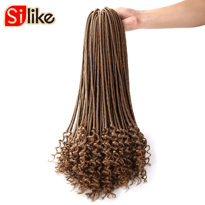 Silike 20 дюймов богиня Faux locs Curly вязанные волосы 24 корня/упаковка искусственные замки синтетические вязанные косички для наращивания волос - Цвет: #27