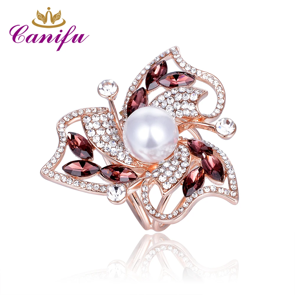 Canifu Новое поступление милый шарф в форме цветка розового золота с фианитами AAA