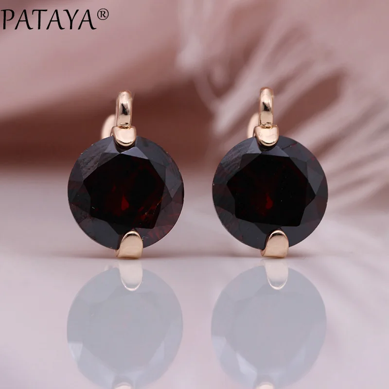 PATAYA 618, акция, новые градиентные синие свисающие серьги, 585 розовое золото, натуральный циркон, круглые серьги для женщин, Простые Модные ювелирные изделия