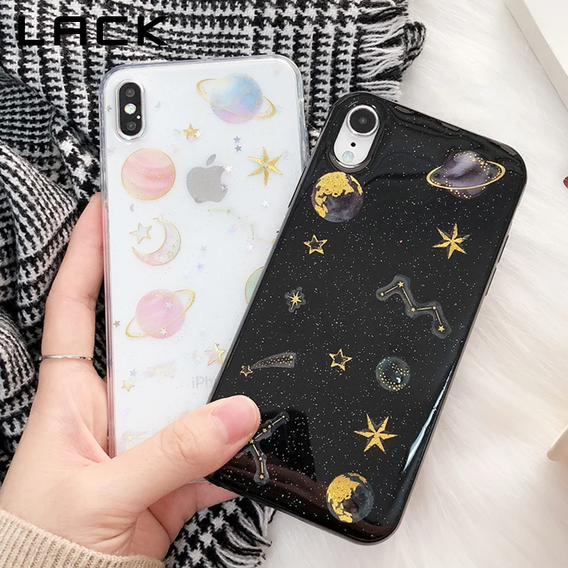 Лак Блеск Bling луна звезды планета чехол для телефона для iphone 11 11Pro Max XS Max XR X 6S 6 7 8 Plus задняя крышка Чехлы с принтом из мультфильма