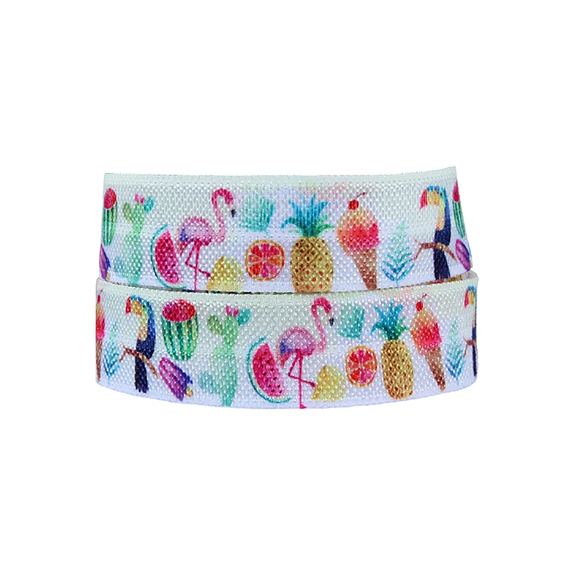

Summer series pineapple and ice cream printed fold over elastic