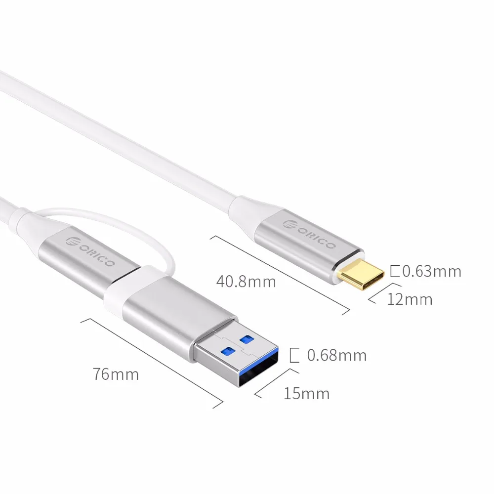 ORICO 5A 3A USB кабель type C к type C Micro USB быстрая зарядка 2 в 1 Передача 10Gpbs кабели для ноутбука huawei P10 Xiaomi