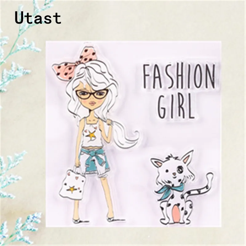 Девушка Мода Кот прозрачные силиконовые штампы/прозрачный резиновый штамп для DIY