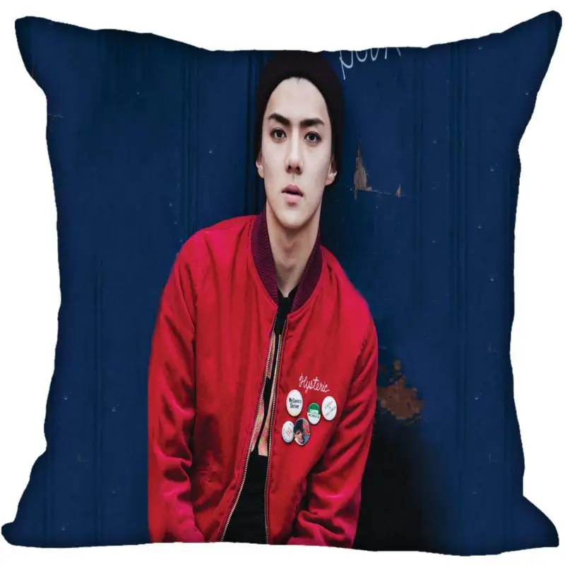 Новые Заказные наволочки EXO Oh SeHun, квадратная шелковая наволочка с принтом, домашние декоративные Сатиновые Наволочки на молнии(одна сторона