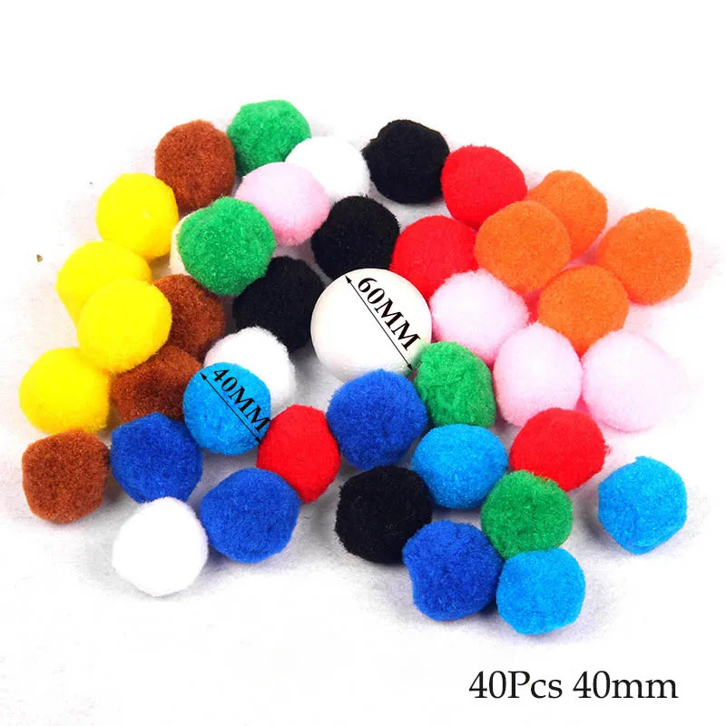 40Pcs 40mm Вспомогательные инструменты для шитья вечерние свадебные украшения для самодельного изготовления поставки многоцветные плюшевые шары Рождественский подарок мягкие помпоны - Цвет: 40Pcs 40mm