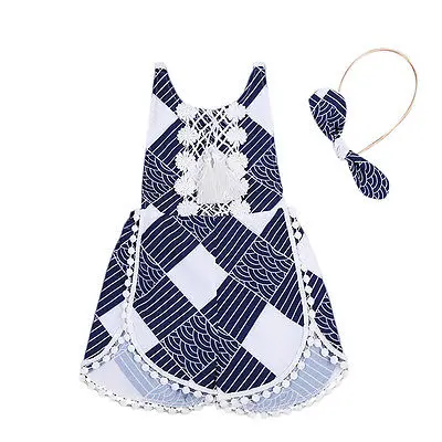 2 шт.! Одежда для маленьких девочек Кружево геометрический комбинезон кисточкой