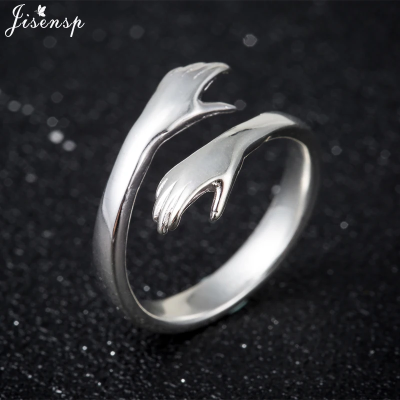 

Jisensp Vintage Hugging Hand Ring for Women Man Anillos Antique Ring Hug Layer Give Me A Hug Hand Open Knuckle Rings Jewellery