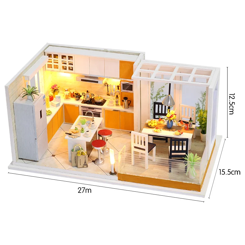 

Doll House Furniture Miniatura DIY Doll Houses Set Miniatures Dollhouse Kitchen Kids Wooden Toys for Children Birthday Gift