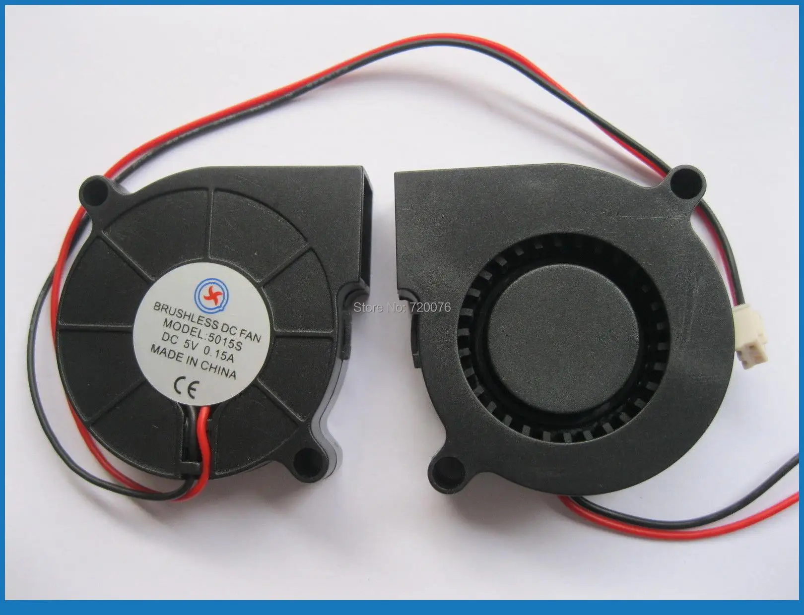

4 Pcs Brushless DC Cooling Blower Fan 5015S 5V 50x15mm 2 Wires