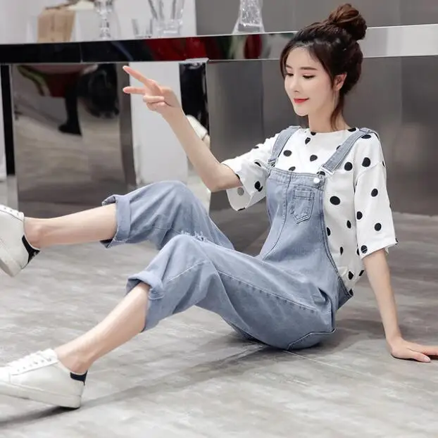 Женский Осенний мягкий джинсовый комбинезон для беременных регулируемый