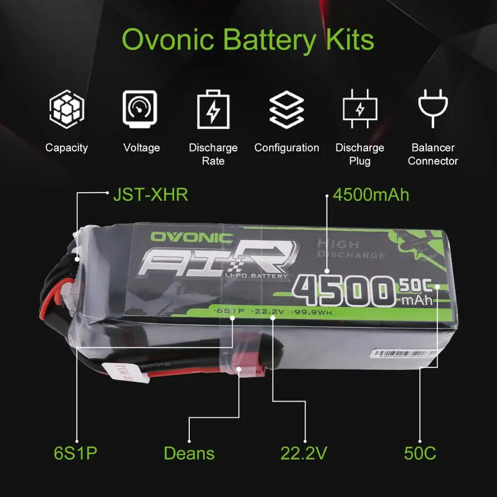 Аккумулятор LiPo 2PackOvonic 4500 мАч 22 2 в 6S1P 50C 100C батарейный блок T и XT60 для