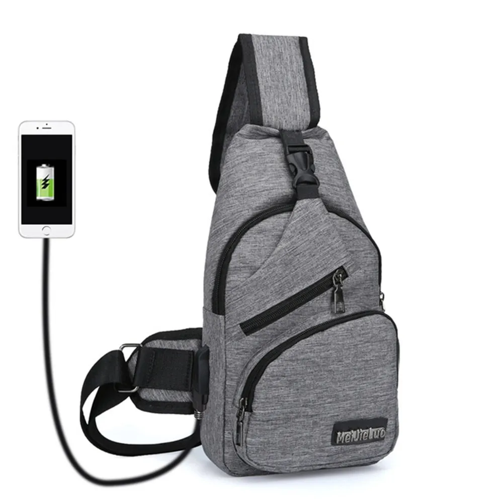 1pc USB Charging Men Chest Pack Casual Crossbody Wallet Antitheft Waists Travel Walking Shopping Purse Portable Money Pouch|Поясные